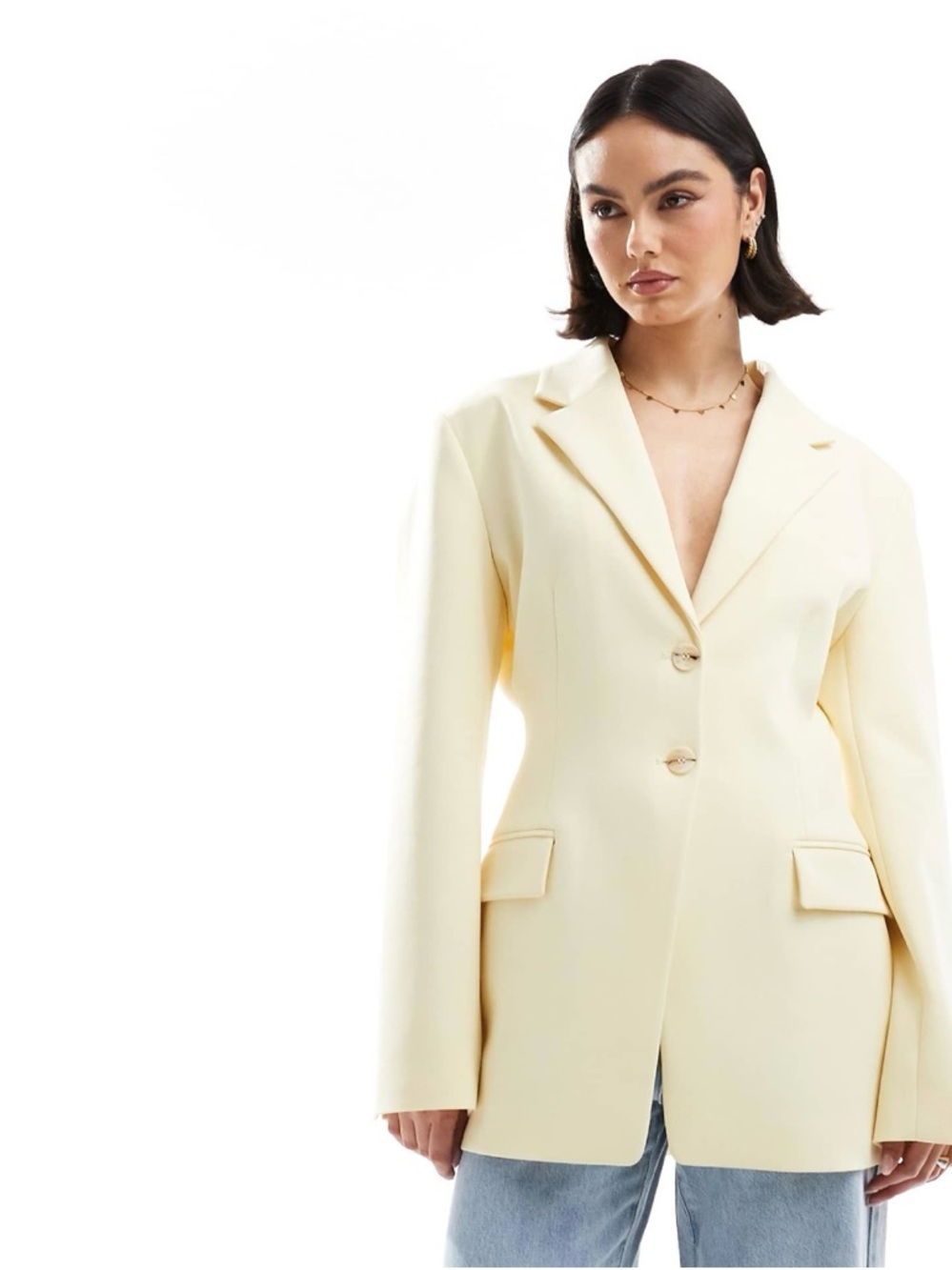 ASOS Pale Yellow Single-Breasted Blazer
